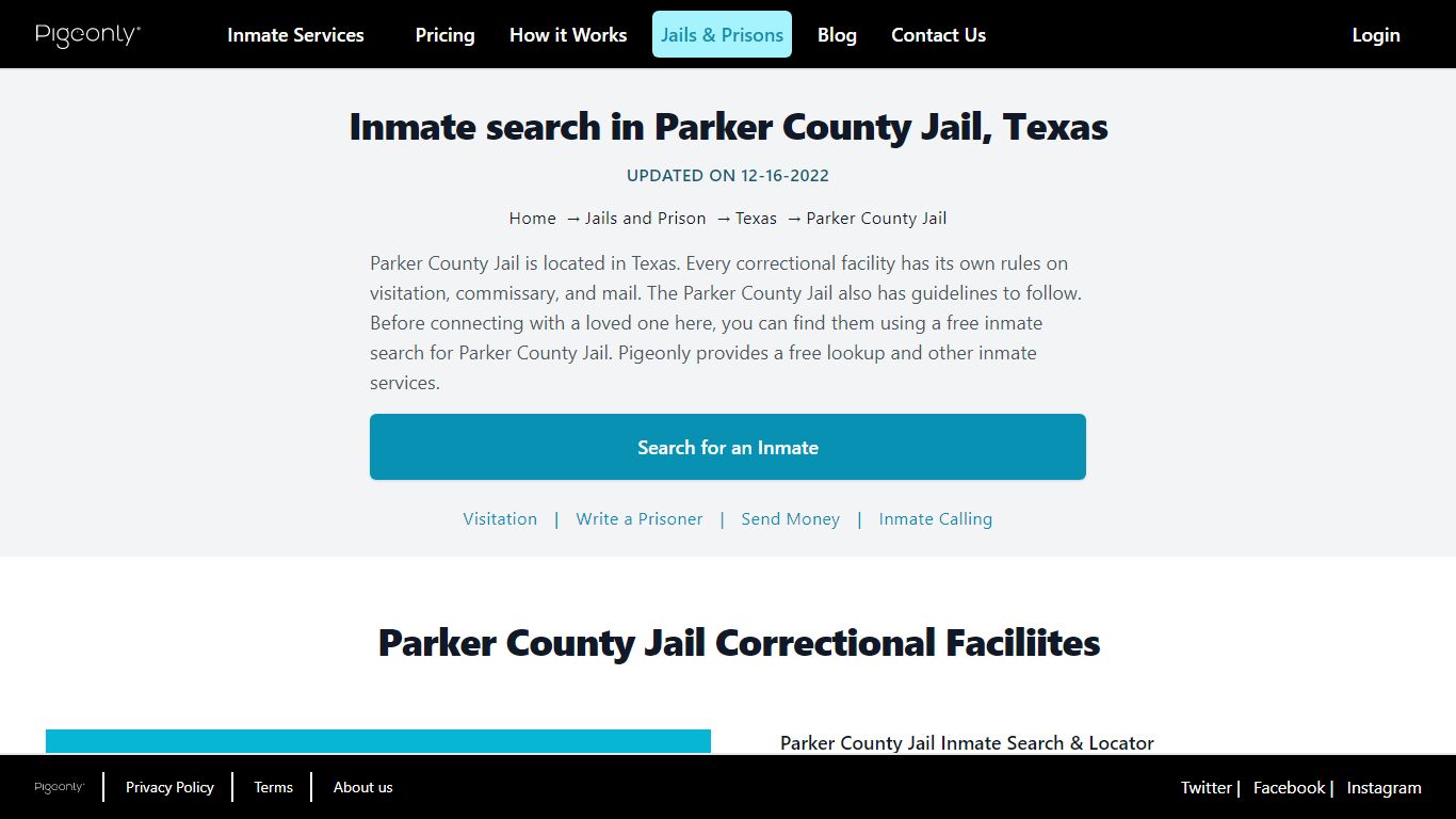 Inmate Search Parker County Jail, Texas | Pigeonly